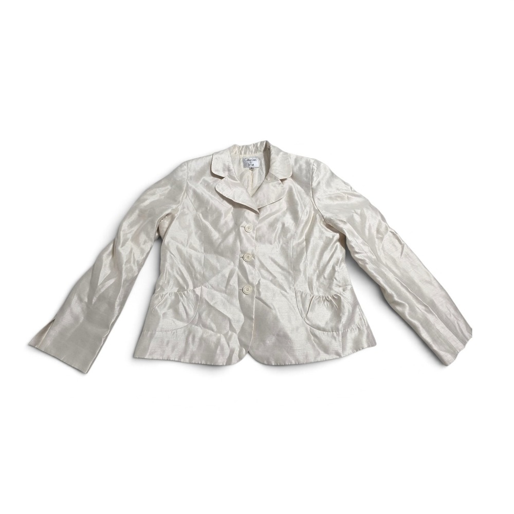 Le Suit Ivory Shimmer Blazer Size 18 Career Office Jacket